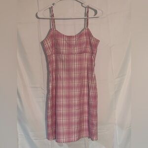 Pink Plaid Sleeveless Dress